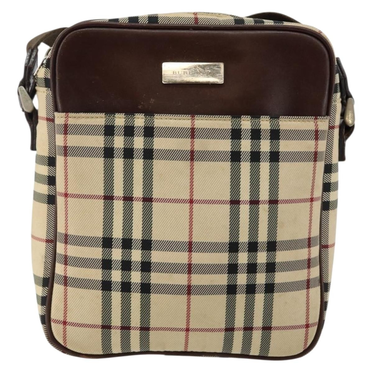 Burberry Zip Messenger Bag Nova Check Canvas And Leather Beige Canvas Shoulder Bag Bag (Authentic Pre-Loved)