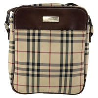 Burberry Zip Messenger Bag Nova Check Canvas And Leather Beige Canvas Shoulder Bag Bag (Authentic Pre-Loved)