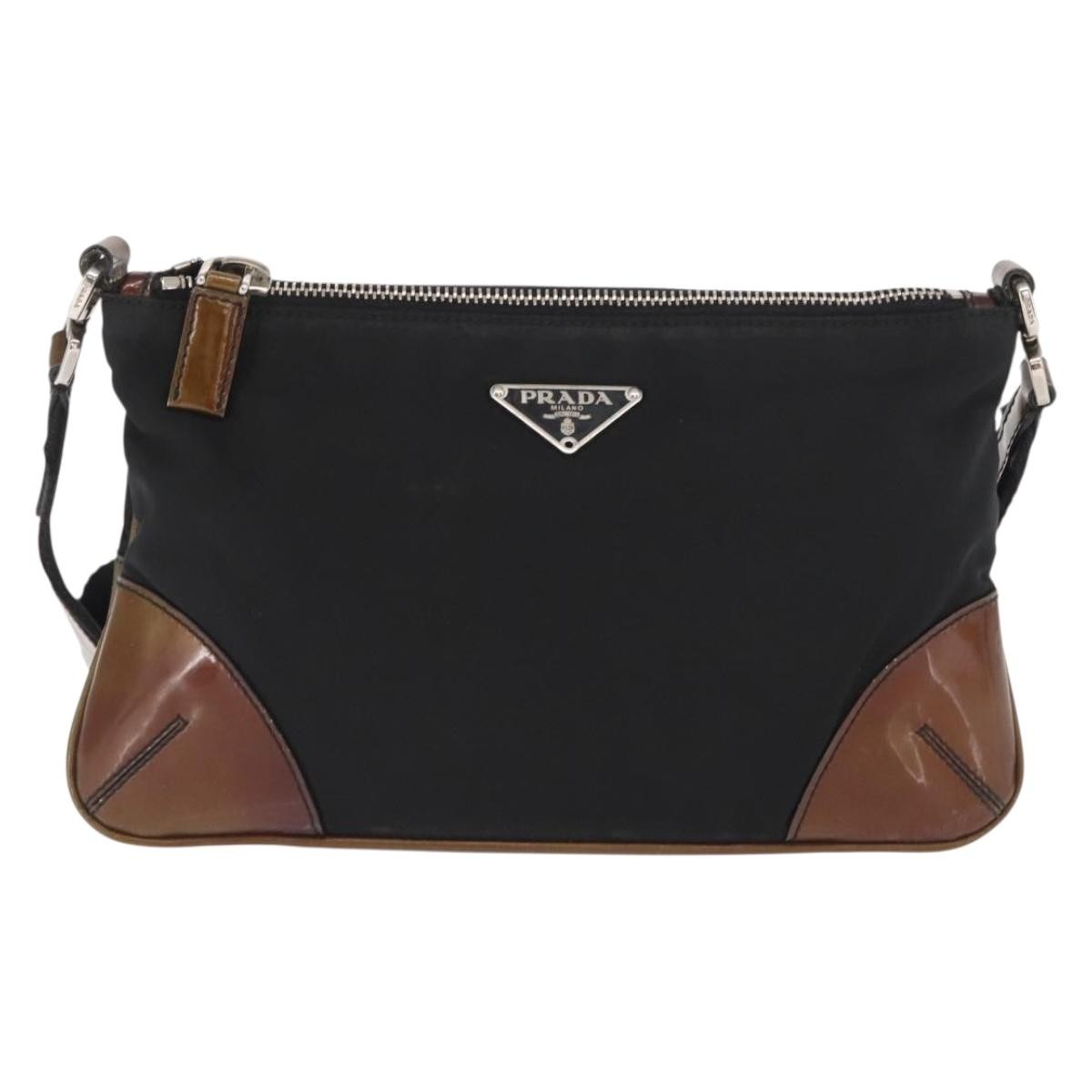 Prada Vintage Shoulder Bag Tessuto Black Nylon Shoulder Bag Bag (Authentic Pre-Loved)