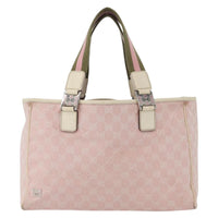 Gucci Web Handle Buckle Tote Gg Canvas Pink Canvas Tote Bag Bag (Authentic Pre-Loved)