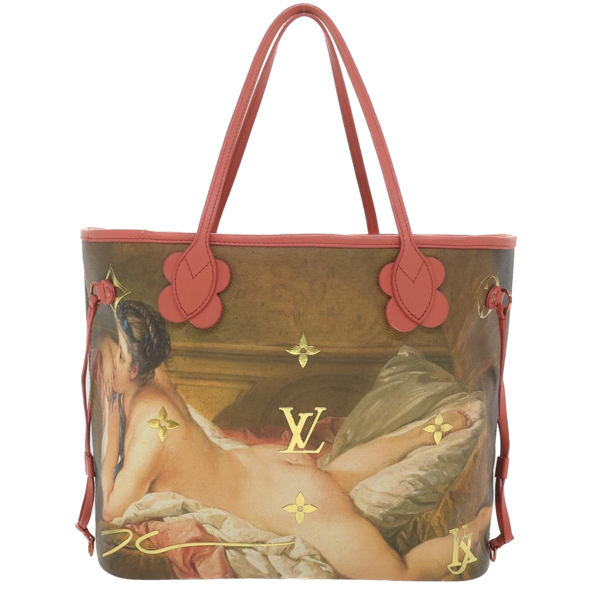 Louis Vuitton Neverfull Nm Tote Limited Edition Jeff Koons Titian Print Canvas Multicolour Canvas Tote Bag Bag (Authentic Pre-Loved)