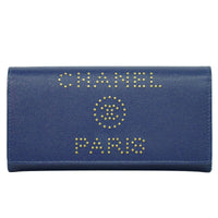 Chanel Deauville Flap Wallet Caviar Navy Leather Wallets Accessory (Authentic Pre-Loved)