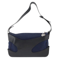 Salvatore Ferragamo Cut Out Shoulder Bag Canvas And Leather Navy Canvas Shoulder Bag Bag (Pre-Loved)