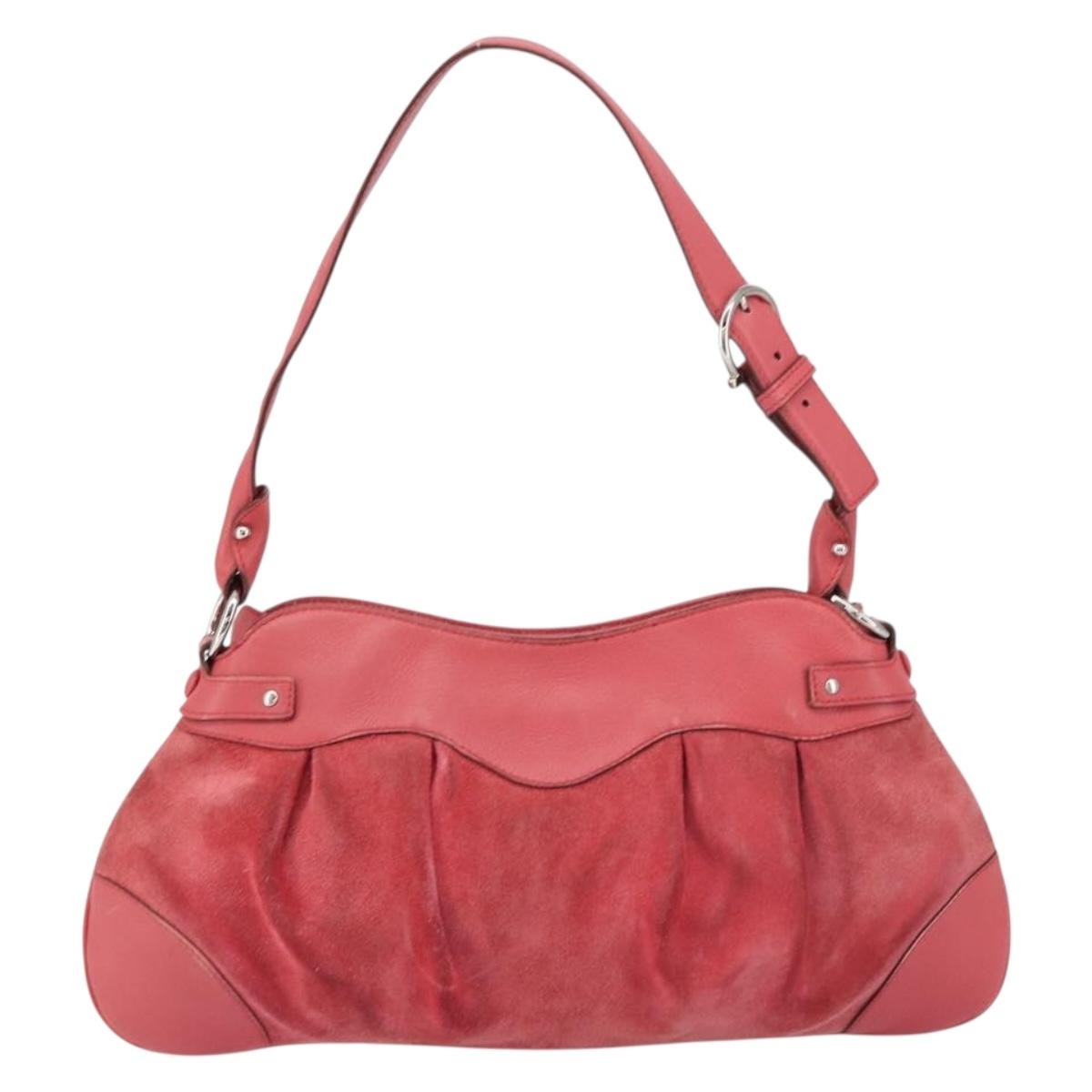 Salvatore Ferragamo Gancini Shoulder Bag Suede Pink Suede Shoulder Bag Bag (Authentic Pre-Loved)
