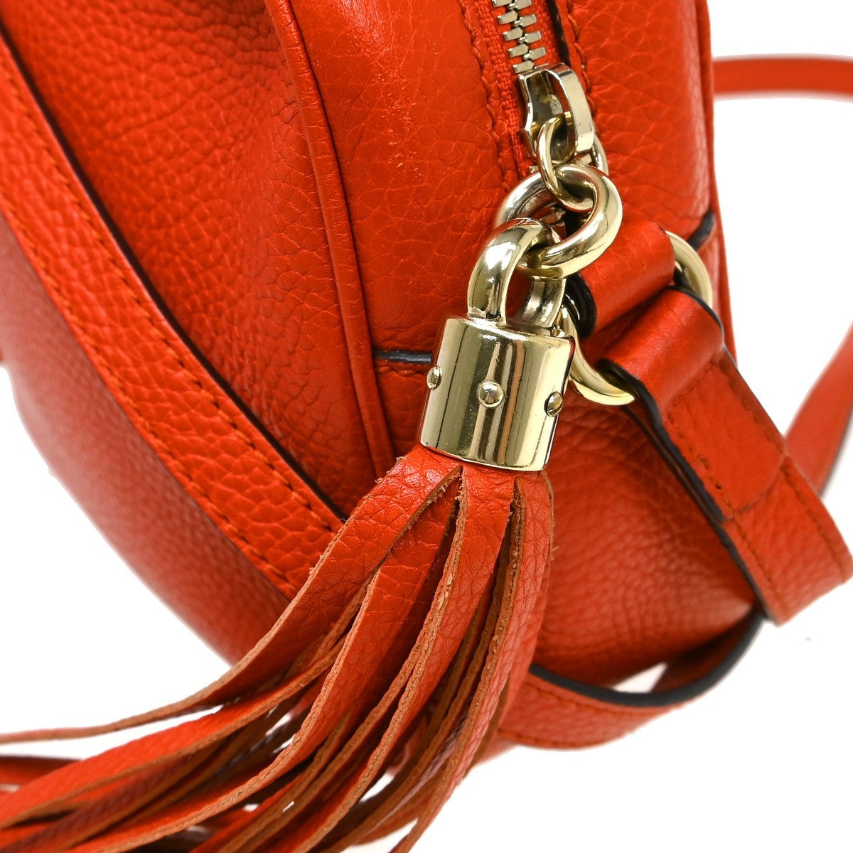Gucci Soho Chain Crossbody Bag Leather Orange Leather Shoulder Bag Bag (Pre-Loved)
