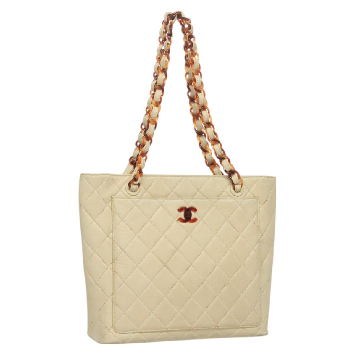 Chanel Vintage Cc Tote Leather Beige Leather Tote Bag Bag (Authentic Pre-Loved)