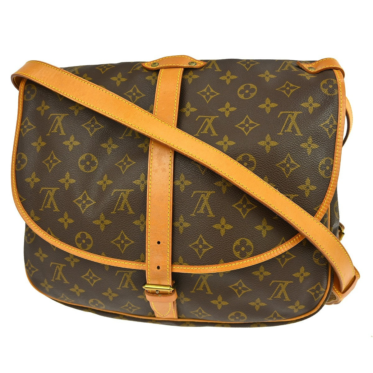 Louis Vuitton Saumur Handbag Monogram Canvas Brown Canvas Shoulder Bag Bag (Pre-Loved)