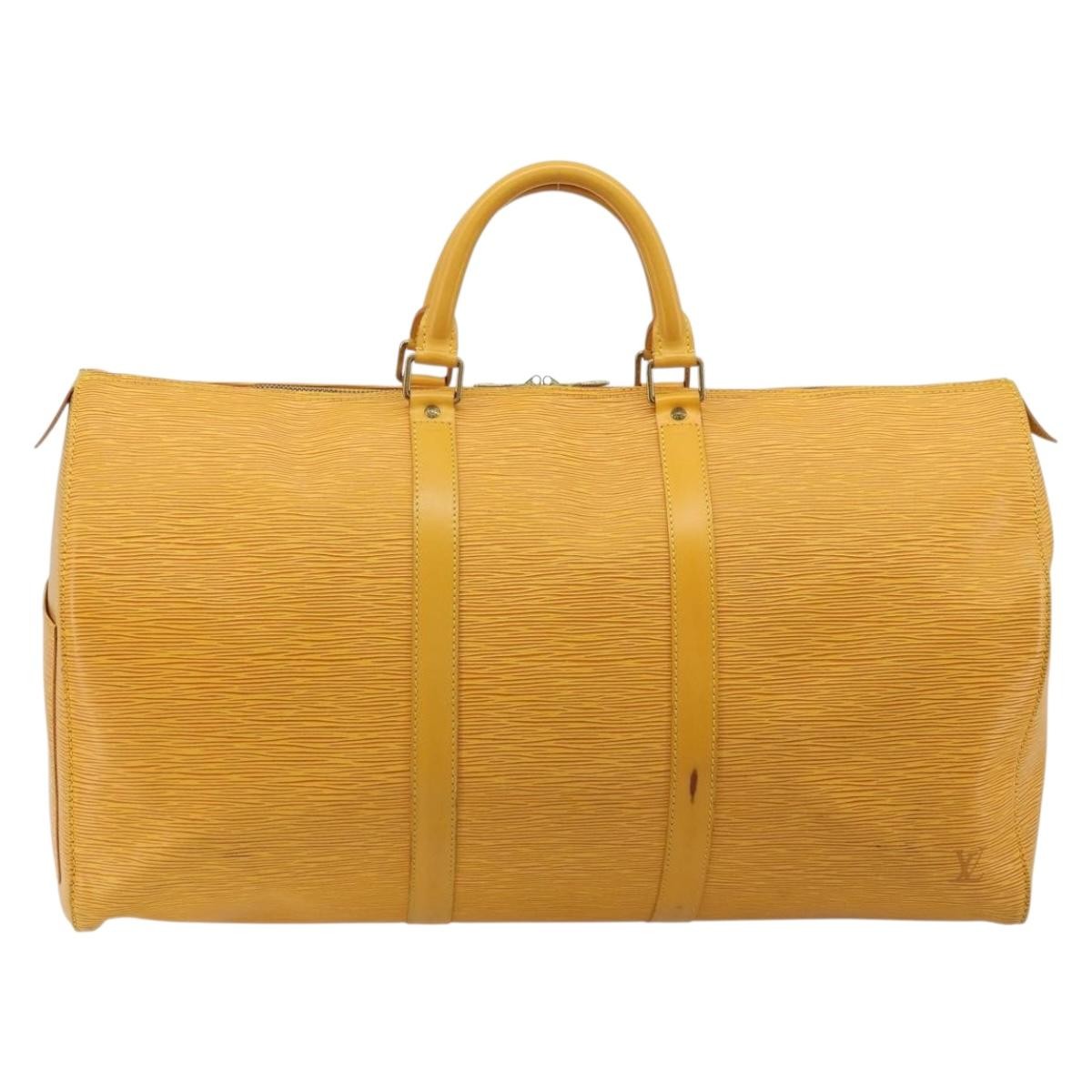 Louis Vuitton Keepall Bag Epi Leather Yellow Leather Travel Bag Bag (Pre-Loved)