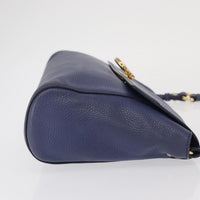 Salvatore Ferragamo Abbey Shoulder Bag Leather Navy Leather Shoulder Bag Bag (Authentic Pre-Loved)