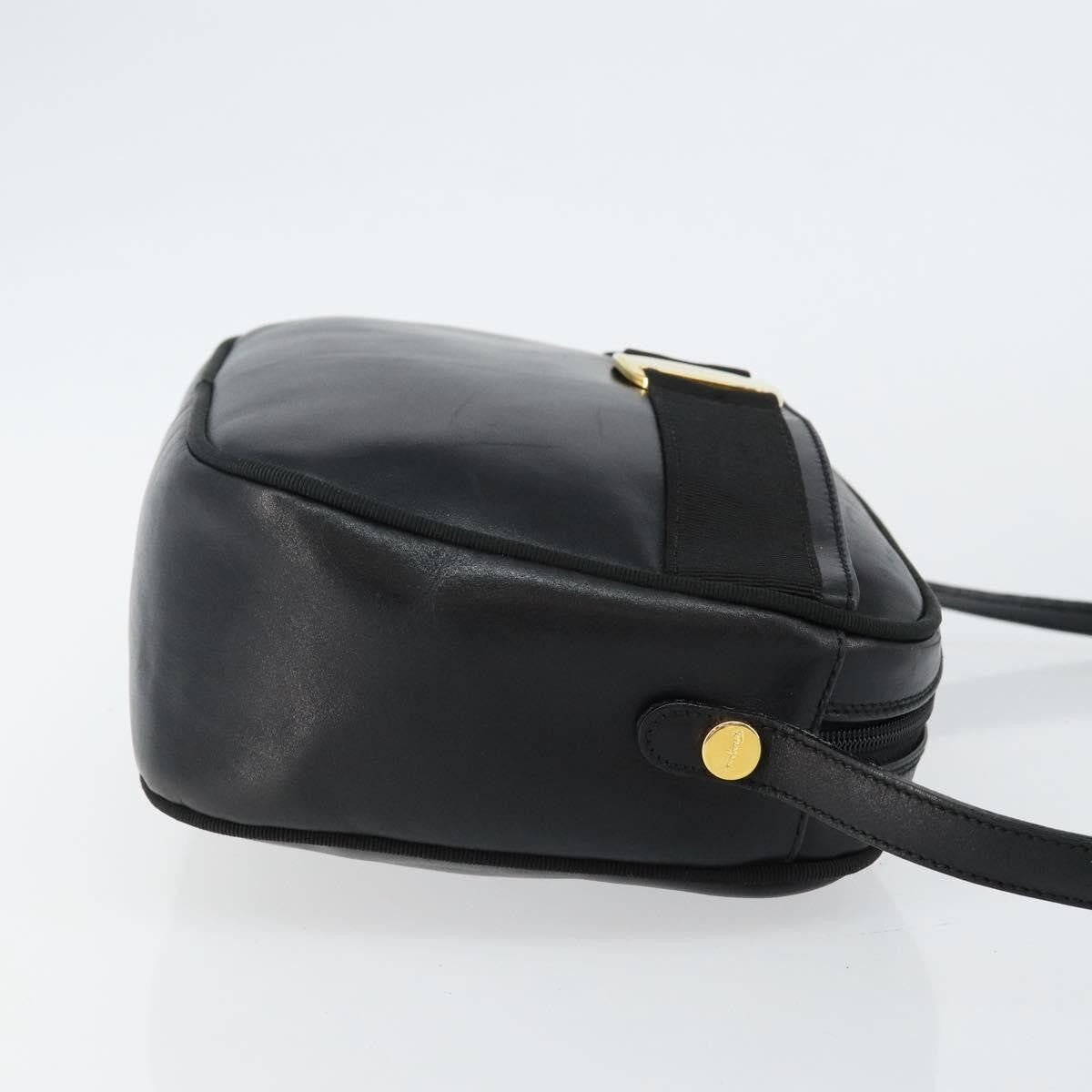 Salvatore Ferragamo Vala Shoulder Bag Leather Black Leather Shoulder Bag Bag (Pre-Loved)