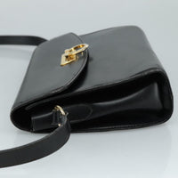 Salvatore Ferragamo Gancini Flap Shoulder Bag Leather Black Leather Shoulder Bag Bag (Authentic Pre-Loved)