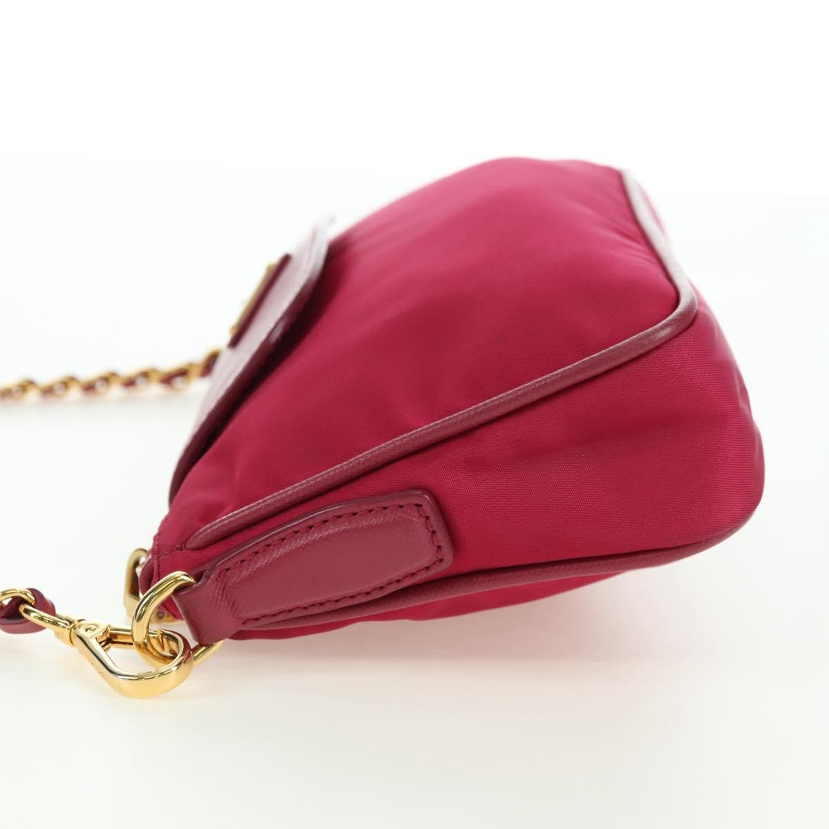 Prada Chain Crossbody Bag Tessuto And Saffiano Leather Pink Nylon Shoulder Bag Bag (Pre-Loved)