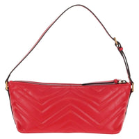 Gucci Gg Marmont Pochette Shoulder Bag Matelasse Leather Red Leather Clutche & Pouche Bag (Pre-Loved)