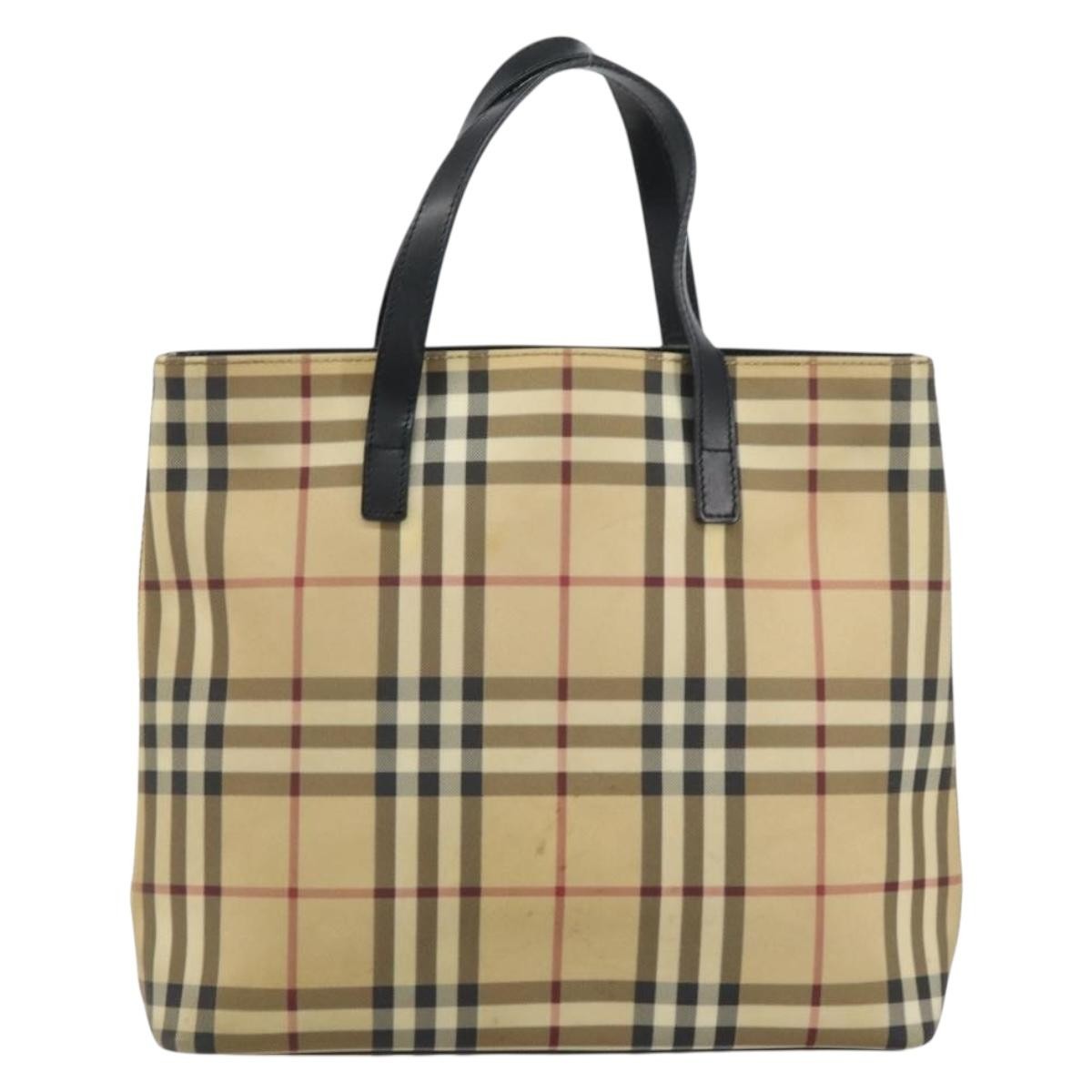 Burberry Nova Check Tote Canvas Check Pattern Beige Canvas Tote Bag Bag (Authentic Pre-Loved)