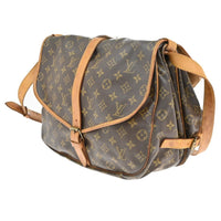 Louis Vuitton Saumur Handbag Monogram Canvas Brown Leather Shoulder Bag Bag (Authentic Pre-Loved)