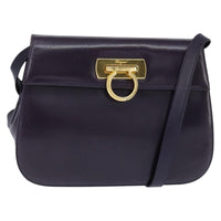 Salvatore Ferragamo Gancini Shoulder Bag Leather Navy Leather Shoulder Bag Bag (Pre-Loved)