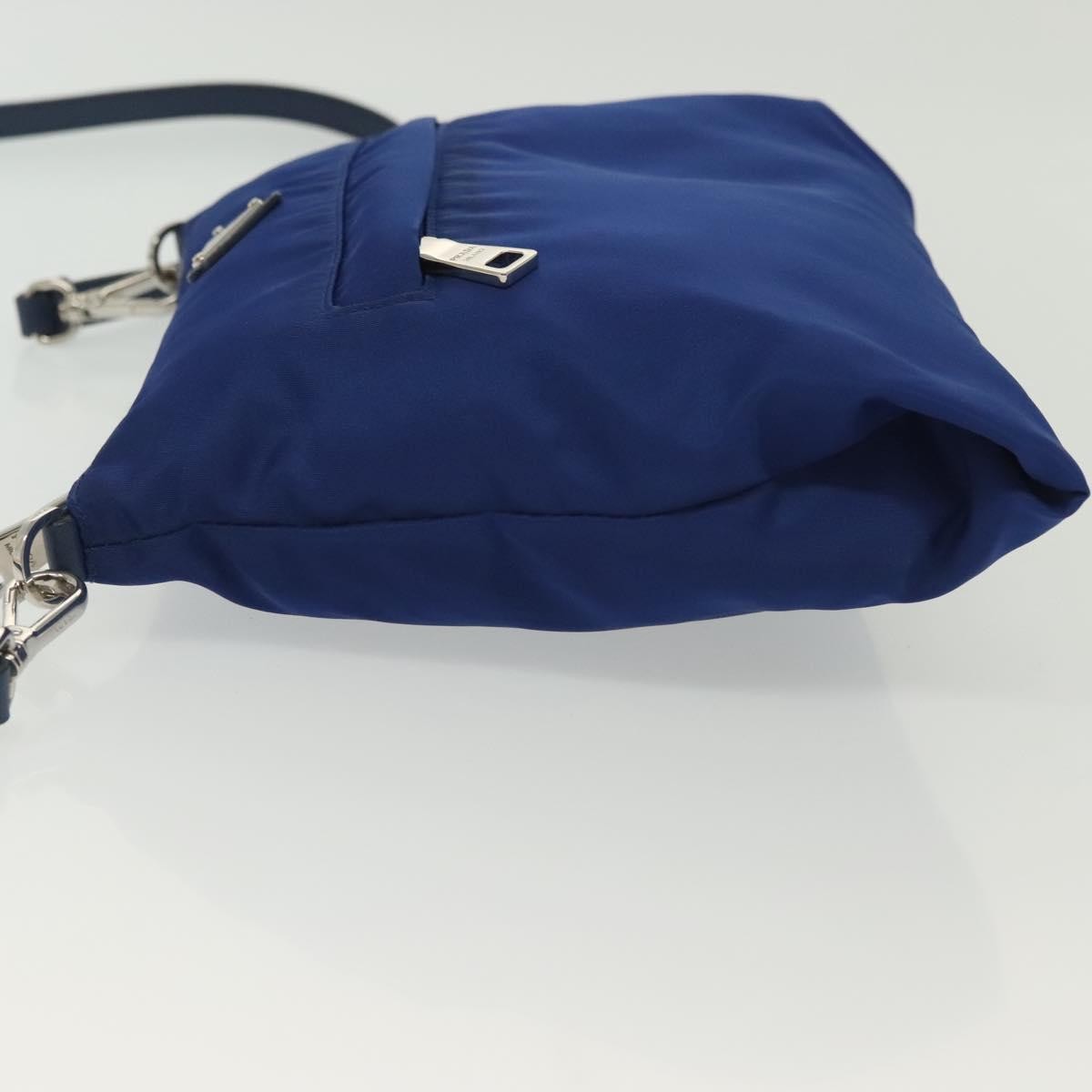 Prada Flat Messenger Tessuto With Leather Blue Nylon Shoulder Bag Bag (Pre-Loved)