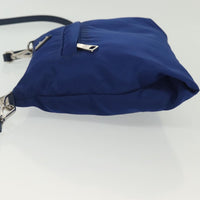 Prada Flat Messenger Tessuto With Leather Blue Nylon Shoulder Bag Bag (Pre-Loved)