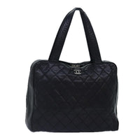 Chanel Vintage Cc Zip Around Bowler Bag Quilted Caviar Black Leather Handbag (Pre-Loved)