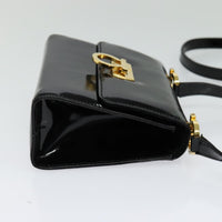 Salvatore Ferragamo Gancini Shoulder Bag Patent Leather Black Patent_Leather Shoulder Bag Bag (Authentic Pre-Loved)