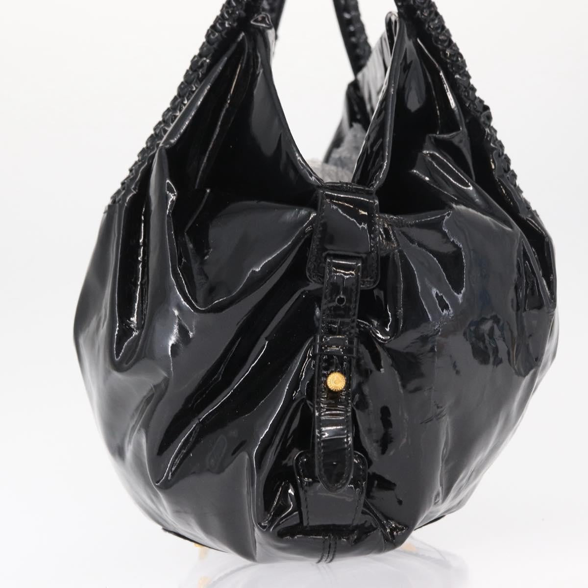 Salvatore Ferragamo Gancini Tote Patent Leather Black Patent_Leather Tote Bag Bag (Authentic Pre-Loved)
