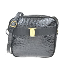 Salvatore Ferragamo Vara Shoulder Bag Leather Black Leather Shoulder Bag Bag (Authentic Pre-Loved)