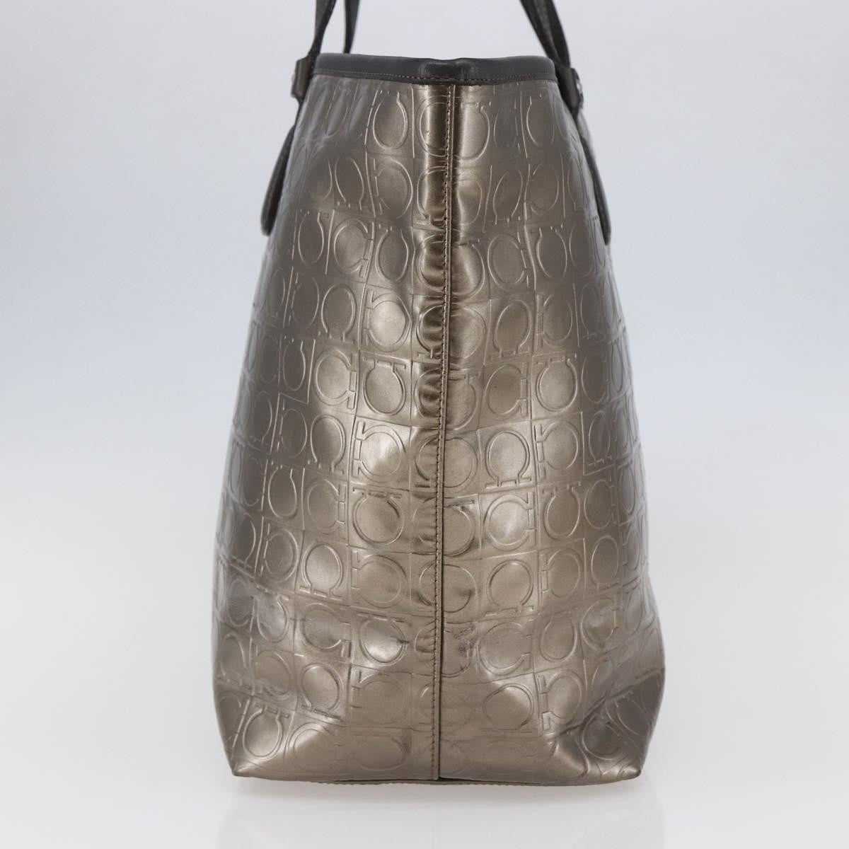 Salvatore Ferragamo Gancini Tote Patent Leather Gold Patent_Leather Tote Bag Bag (Authentic Pre-Loved)
