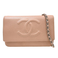 Chanel Logo Wallet On Chain Leather Pink Calfskin Crossbody Bag Bag (Authentic Pre-Loved)