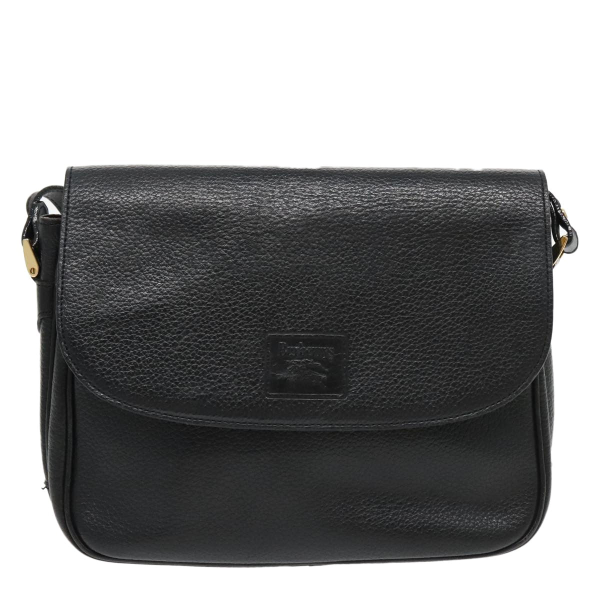 Burberry Flap Shoulder Bag Leather Black Leather Shoulder Bag Bag (Authentic Pre-Loved)