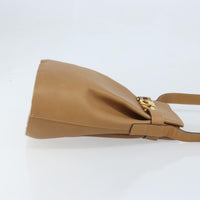 Salvatore Ferragamo Gancini Shoulder Bag Leather Beige Leather Shoulder Bag Bag (Pre-Loved)