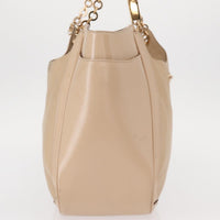 Salvatore Ferragamo Betulla Chain Tote Leather Beige Leather Tote Bag Bag (Authentic Pre-Loved)