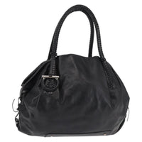 Salvatore Ferragamo Gancini Tote Leather Black Leather Tote Bag Bag (Authentic Pre-Loved)