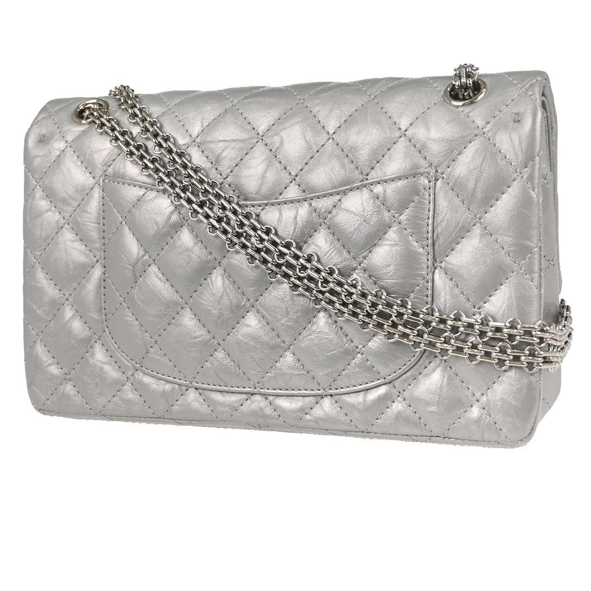 Chanel Reissue 2.55 Double Compartment Flap Bag Quilted Aged Calfskin Silver Calfskin Shoulder Bag Bag (Pre-Loved)