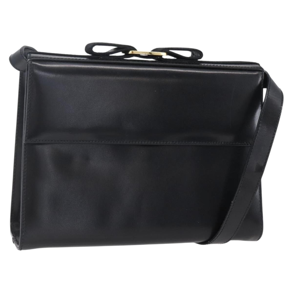 Salvatore Ferragamo Vala Shoulder Bag Leather Black Leather Shoulder Bag Bag (Authentic Pre-Loved)