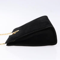 Salvatore Ferragamo Gancini Chain Shoulder Bag Suede Black Suede Shoulder Bag Bag (Pre-Loved)
