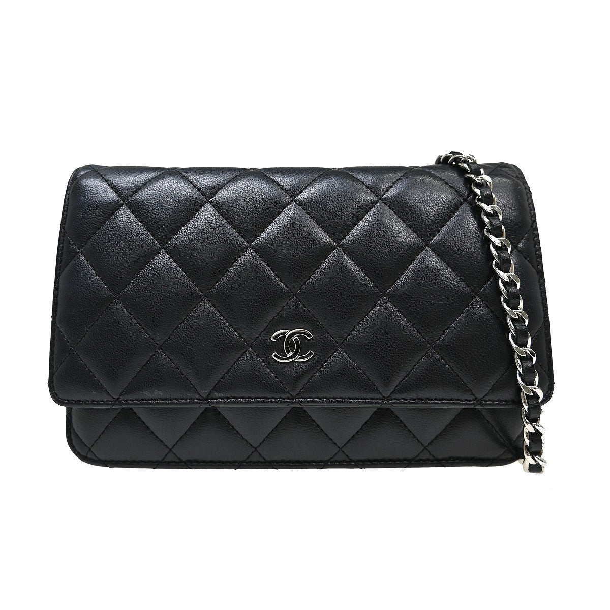 Chanel Wallet On Chain Quilted Lambskin Black Leather Wallets Accessory (Pre-Loved)