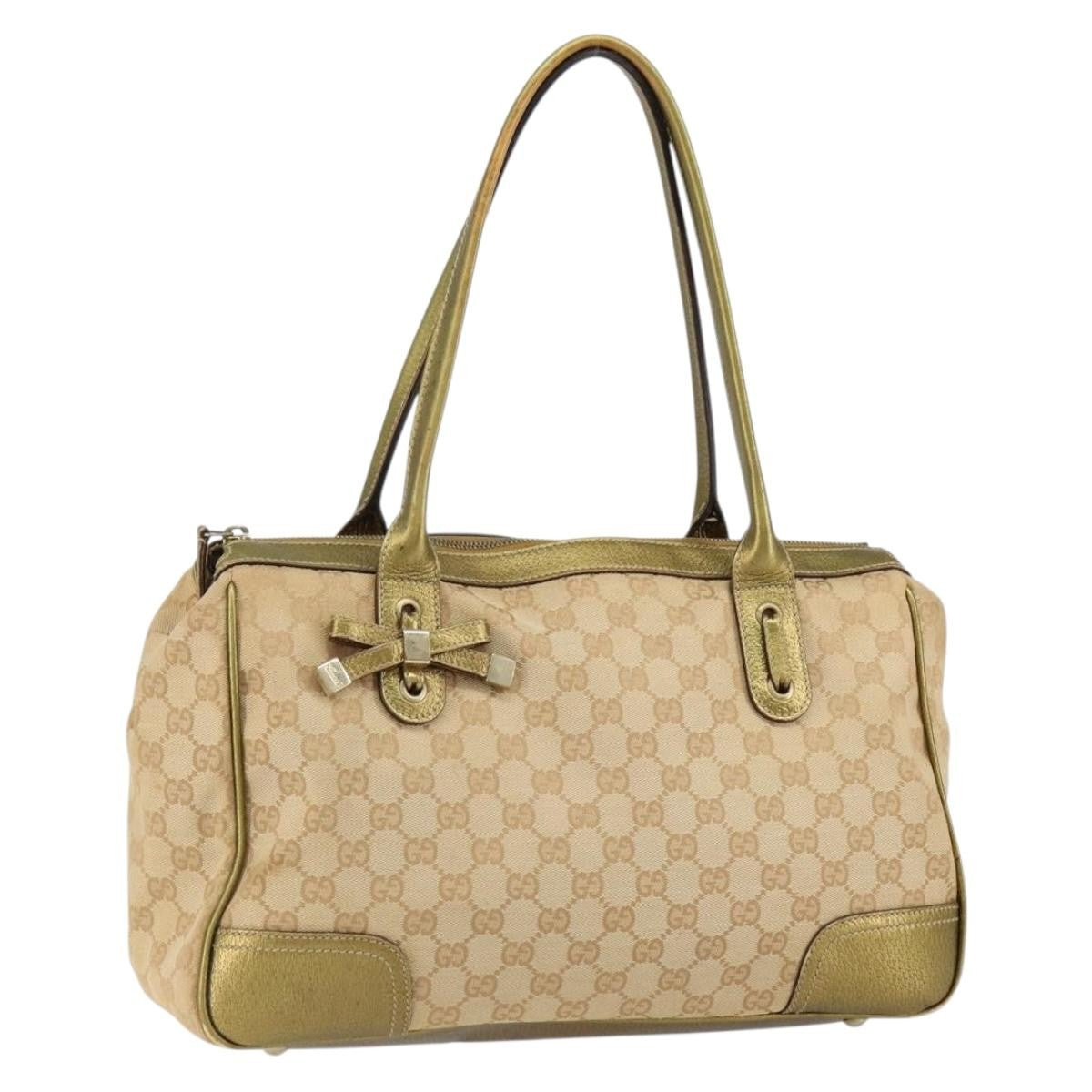 Gucci Princy Zip Tote Gg Canvas Beige Canvas Shoulder Bag Bag (Pre-Loved)