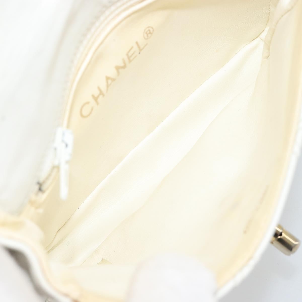 Chanel Cc Flap Belt Bag Quilted Lambskin White Leather Clutche & Pouche Bag (Authentic Pre-Loved)