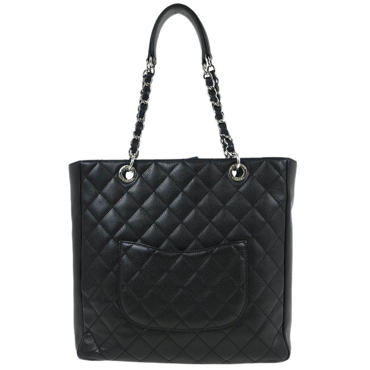 Chanel Petite Shopping Tote Quilted Caviar Black Leather Tote Bag Bag (Pre-Loved)