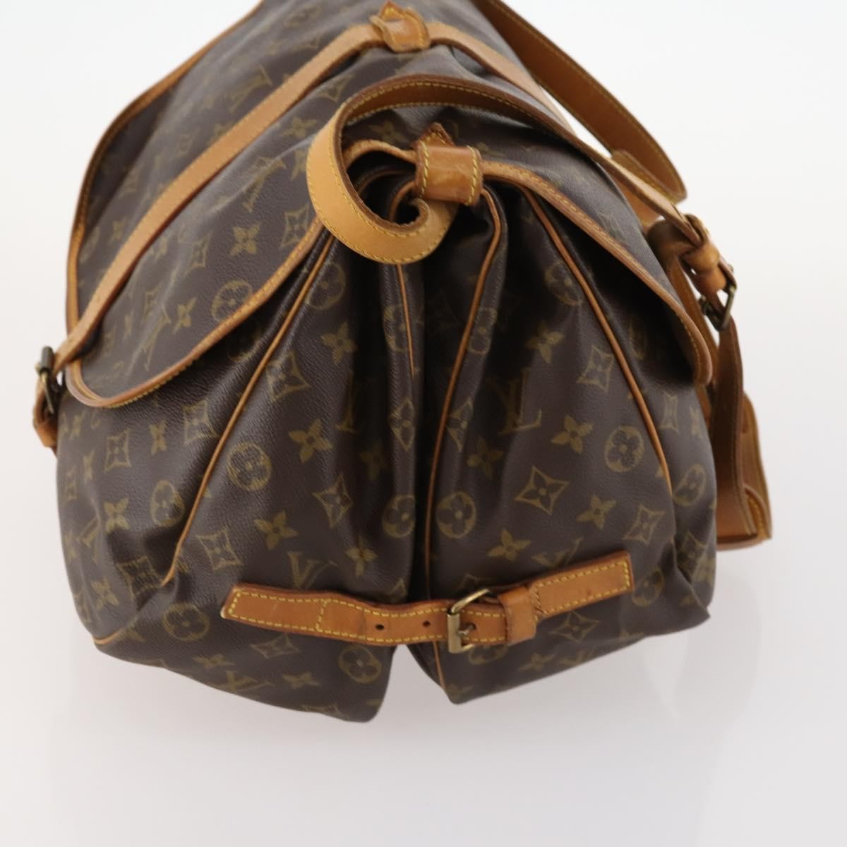 Louis Vuitton Saumur Handbag Monogram Canvas Brown Canvas Shoulder Bag Bag (Pre-Loved)