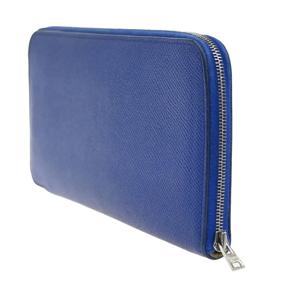 Hermes Azap Zip Around Wallet Silk'in Epsom Blue Leather Wallets Accessory (Authentic Pre-Loved)