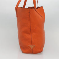 Prada Vintage Tote Leather Orange Leather Tote Bag Bag (Authentic Pre-Loved)