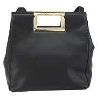 Salvatore Ferragamo Gancini Shoulder Bag Leather Black Leather Shoulder Bag Bag (Pre-Loved)