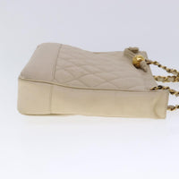 Chanel Vintage Slit Pocket Shoulder Bag Quilted Caviar Beige Leather Shoulder Bag Bag (Authentic Pre-Loved)