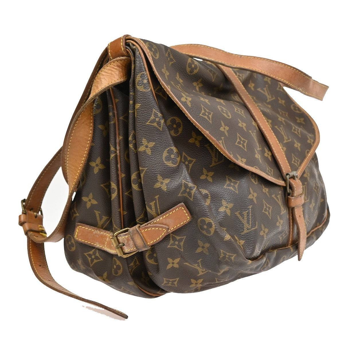 Louis Vuitton Louis Vuitton Saumur Handbag Monogram Canvas Brown Leather Shoulder Bag Bag (Pre-Loved)