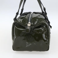 Salvatore Ferragamo Vintage Handbag Patent Leather Khaki Patent_Leather Handbag (Authentic Pre-Loved)