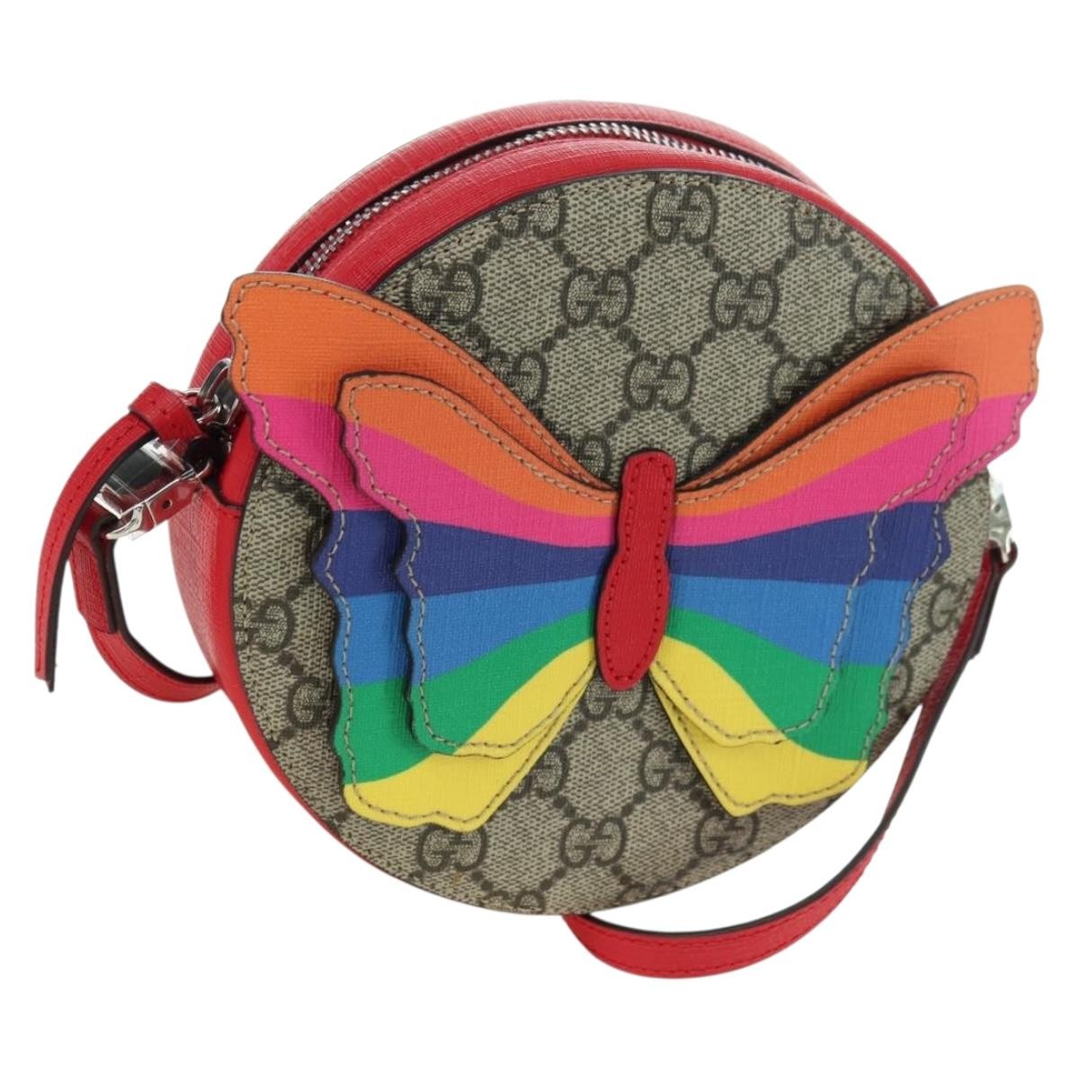 Gucci Kids Gg Supreme Rainbow Butterfly Shoulder Bag Gg Canvas Beige Pvc Shoulder Bag Bag (Authentic Pre-Loved)