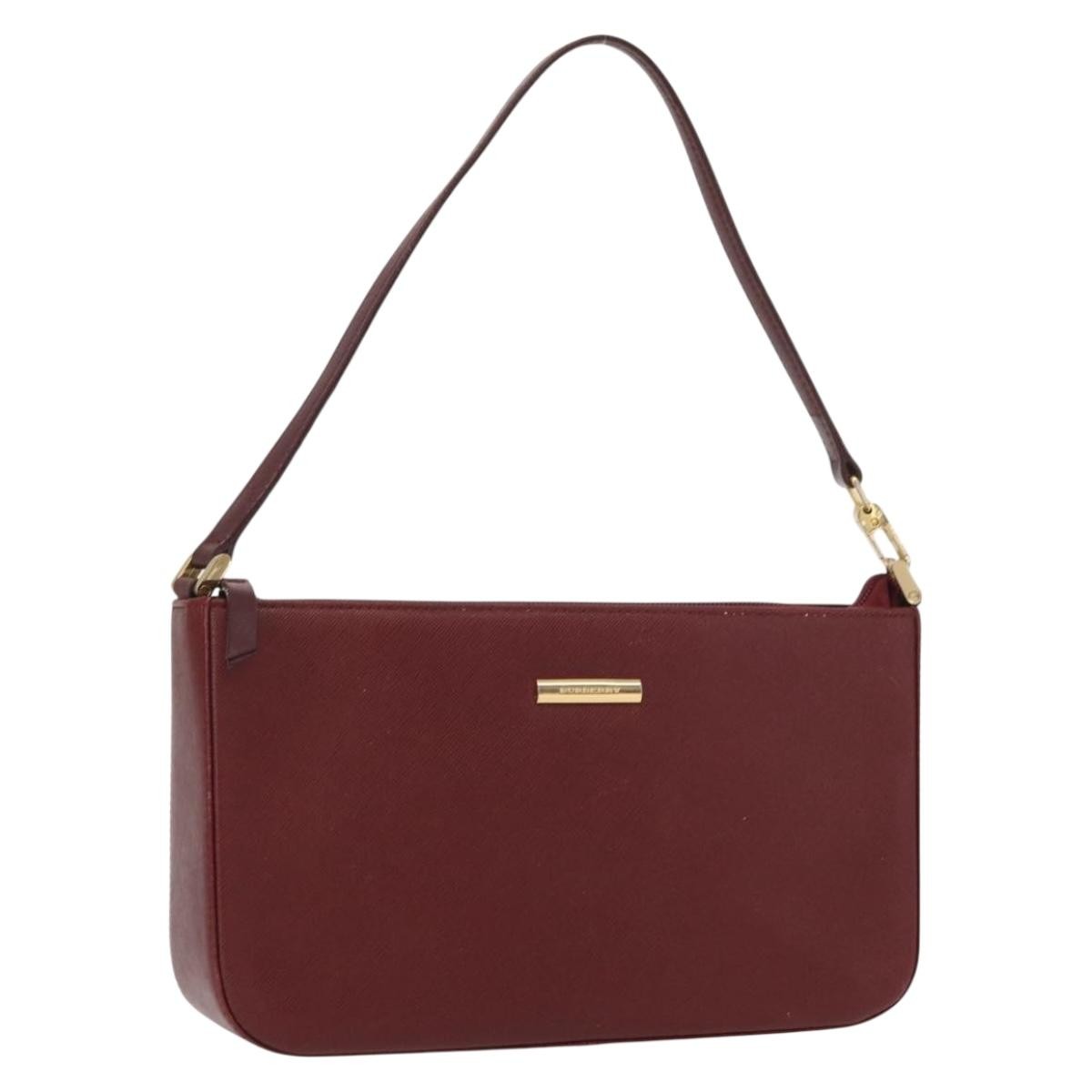 Burberry Vintage Shoulder Bag Leather Burgundy Leather Shoulder Bag Bag (Authentic Pre-Loved)