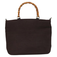 Gucci Vintage Bamboo Handle Tote Nylon Brown Synthetic Bag (Authentic Pre-Loved)