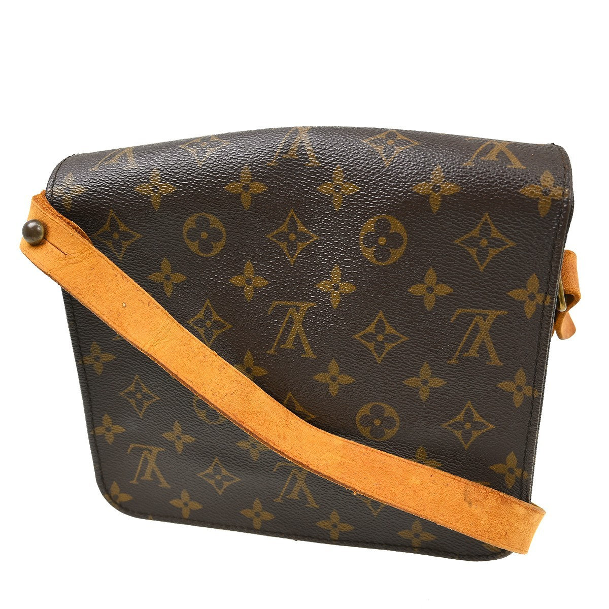 Louis Vuitton Cartouchiere Handbag Monogram Canvas Brown Canvas Shoulder Bag Bag (Authentic Pre-Loved)